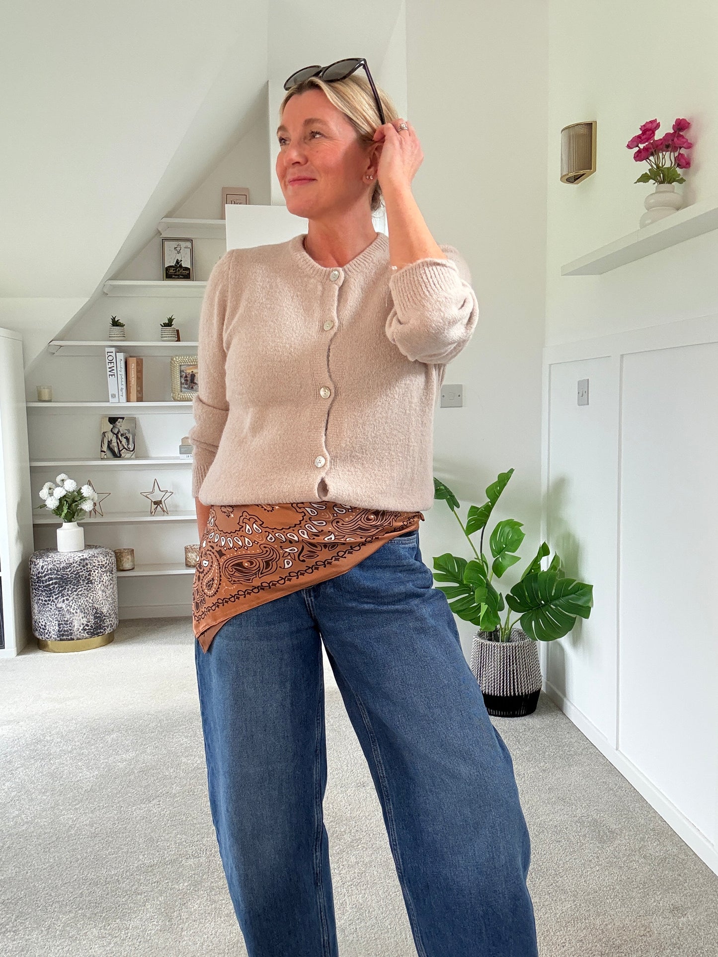 Beige Alpaca Mix Button Cardigan
