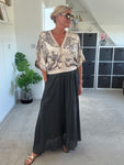 Charcoal Grey Cotton Pocket Maxi Skirt