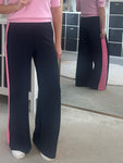 Navy/Pink Stripe Wide Leg Trousers