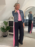 Navy/Pink Stripe Wide Leg Trousers