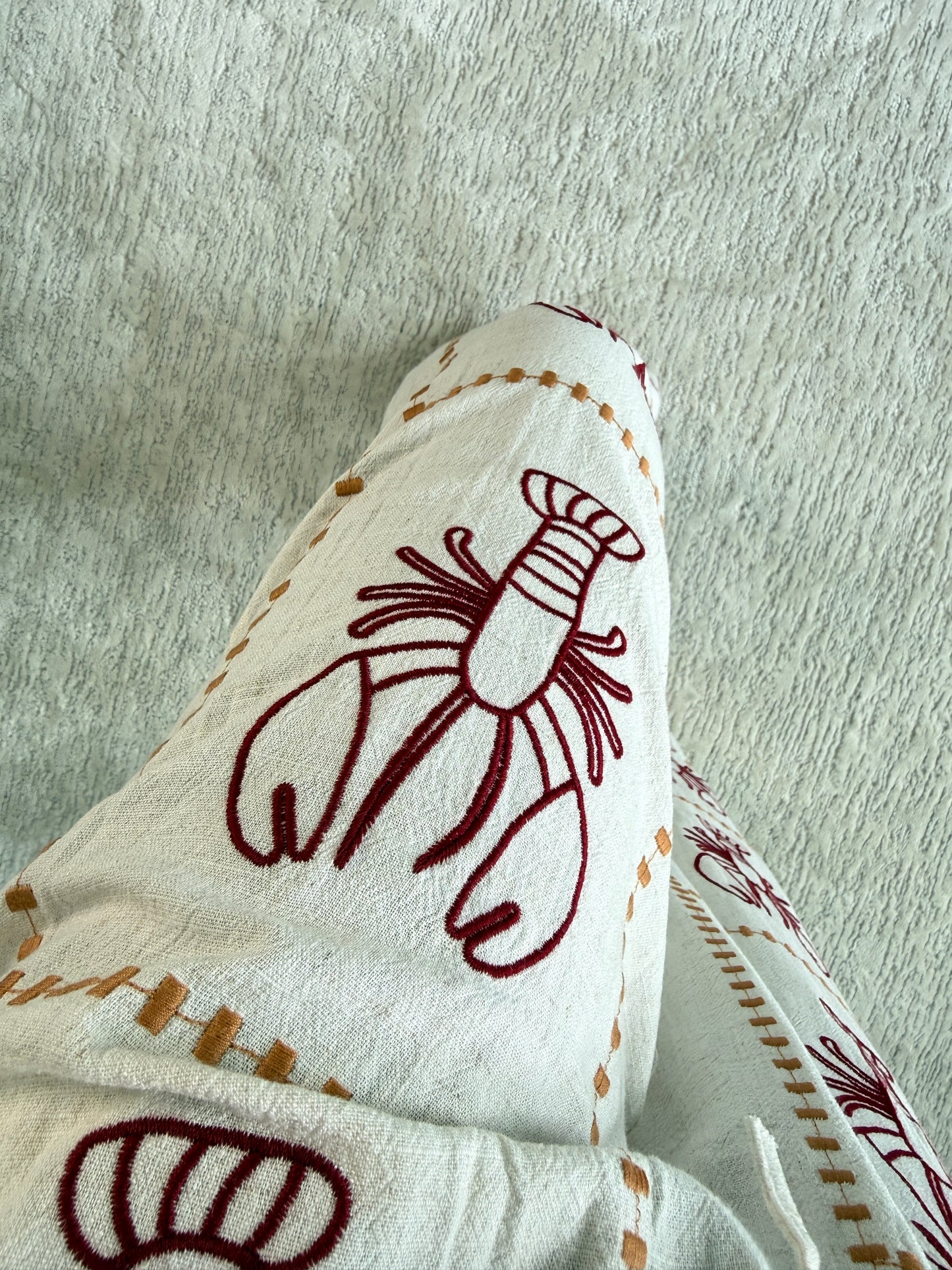 Oatmeal 🦞 Lobster Embroidered Cotton Trousers