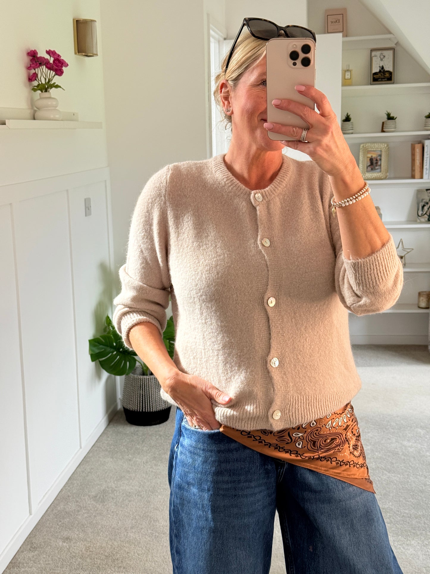 Tan Paisley Bandana Square Silk Touch Scarf 70cm