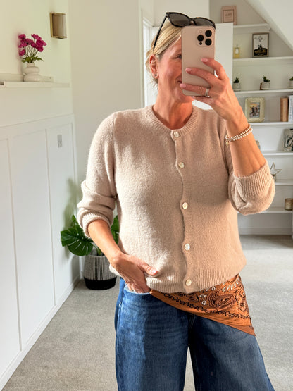 Tan Paisley Bandana Square Silk Touch Scarf 70cm