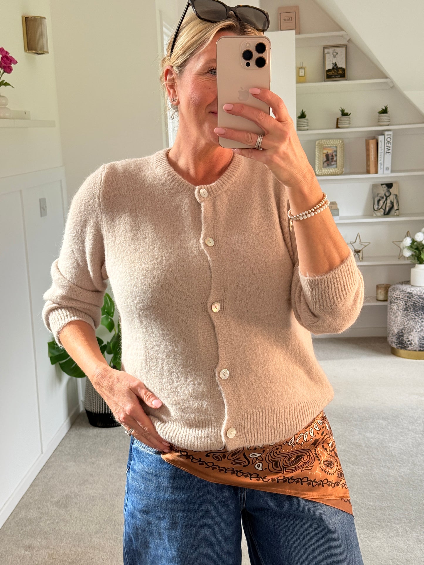 Navy Alpaca Mix Button Cardigan