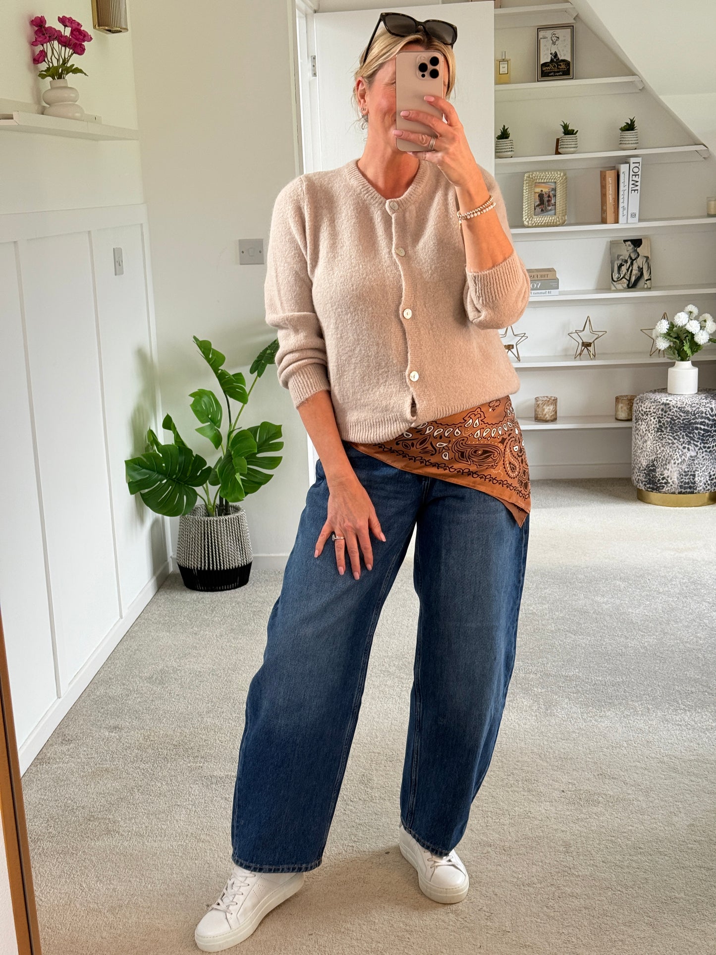 Tan Paisley Bandana Square Silk Touch Scarf 70cm