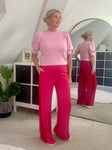 Pink/Red Stripe Wide Leg Trousers