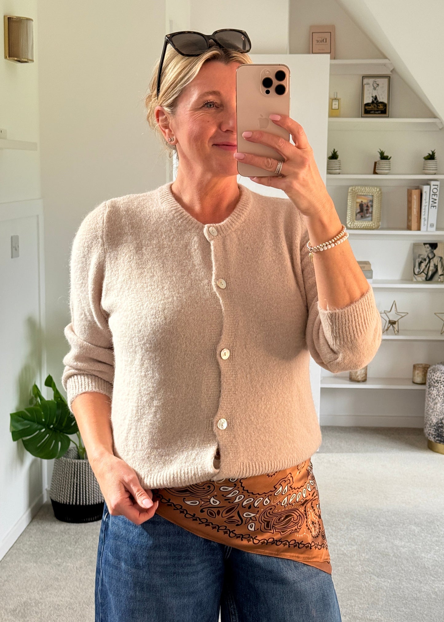 Tan Paisley Bandana Square Silk Touch Scarf 70cm