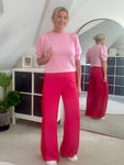 Pink/Red Stripe Wide Leg Trousers