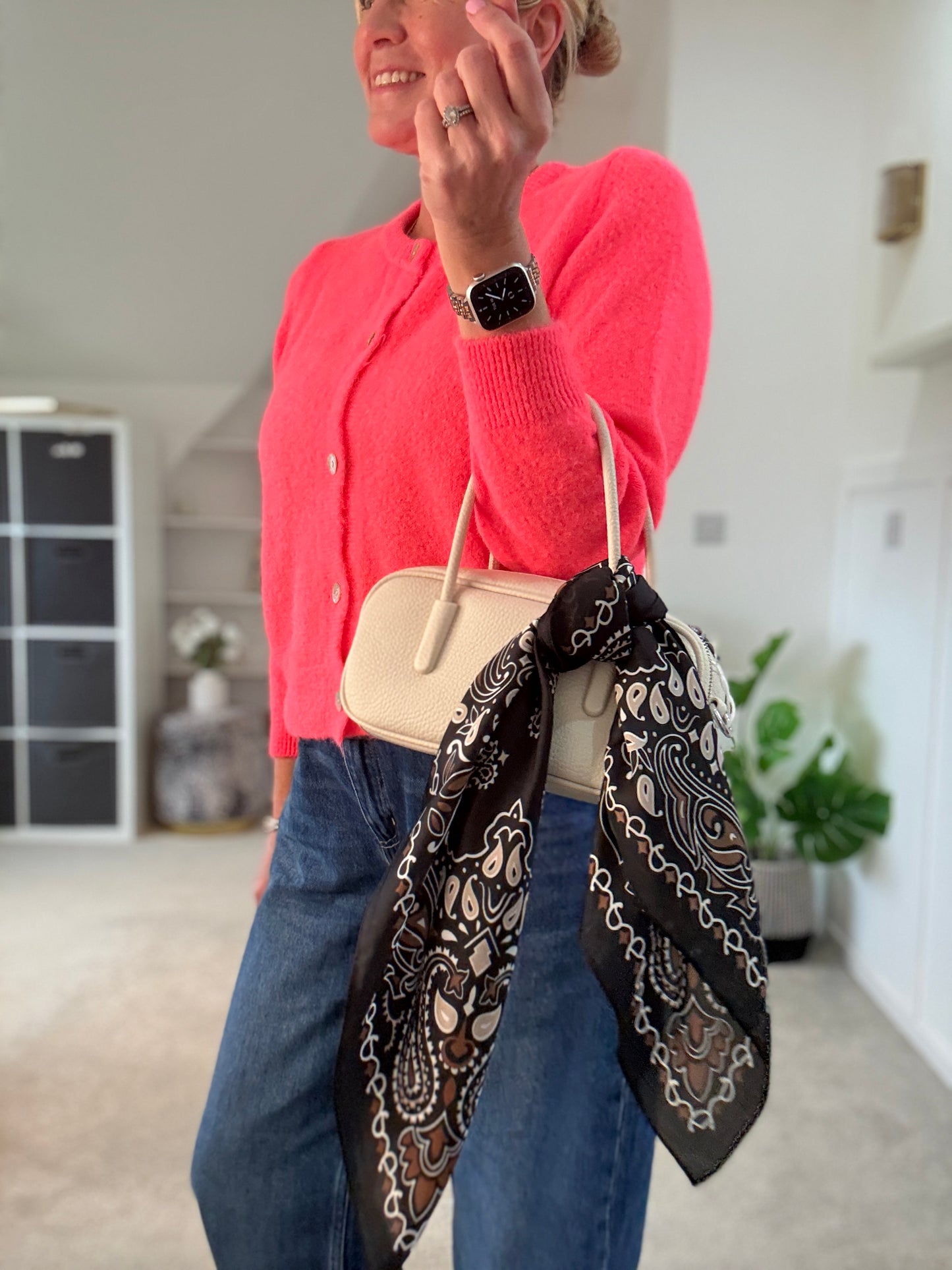 Tan Paisley Bandana Square Silk Touch Scarf 70cm