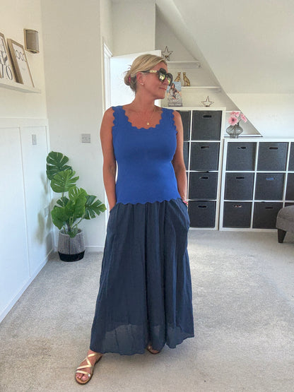 Cobalt Scallop Edge Vest Top