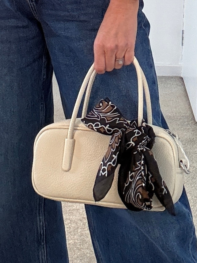 Tan Paisley Bandana Square Silk Touch Scarf 70cm