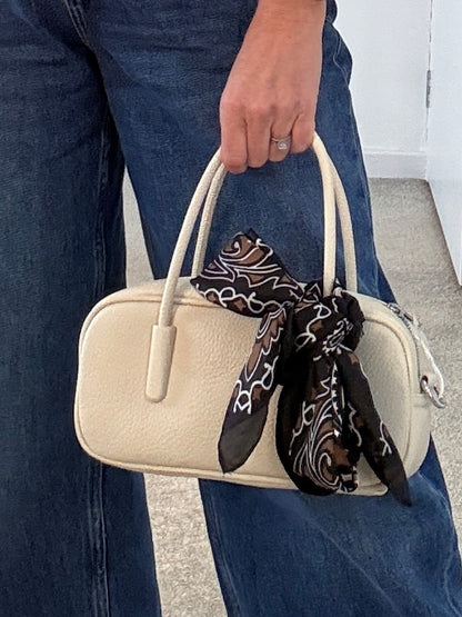 Tan Paisley Bandana Square Silk Touch Scarf 70cm