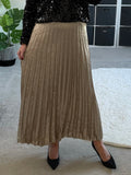 Gold Foil Metallic Pleated Skirt