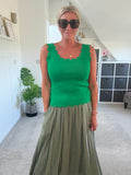 Green Scallop Edge Vest Top