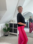 Pink/Red Stripe Wide Leg Trousers