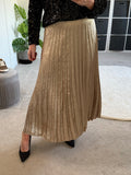 Gold Foil Metallic Pleated Skirt