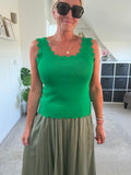 Green Scallop Edge Vest Top