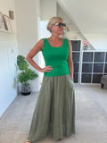 Green Scallop Edge Vest Top