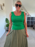 Green Scallop Edge Vest Top