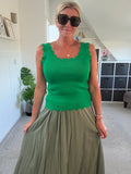 Green Scallop Edge Vest Top