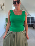 Green Scallop Edge Vest Top