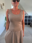 Mocha Scallop Edge Vest Top