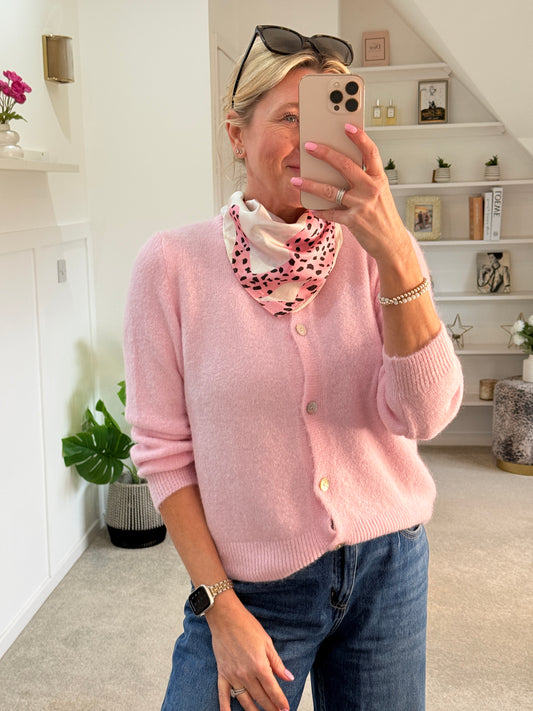 Baby Pink Alpaca Mix Button Cardigan