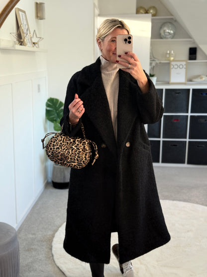 Black Double Breasted Cosy Coat