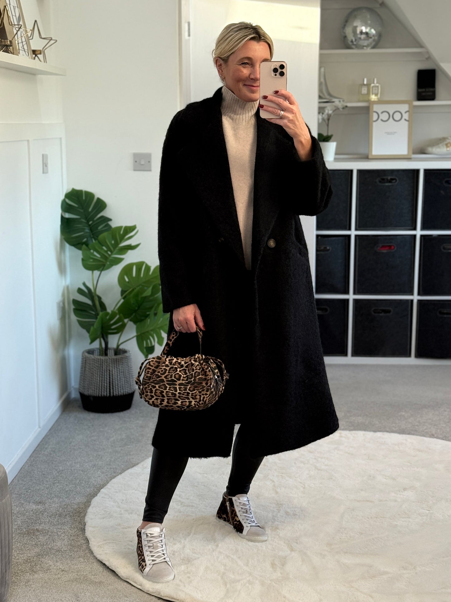 Black Double Breasted Cosy Coat