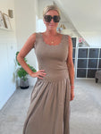 Mocha Scallop Edge Vest Top