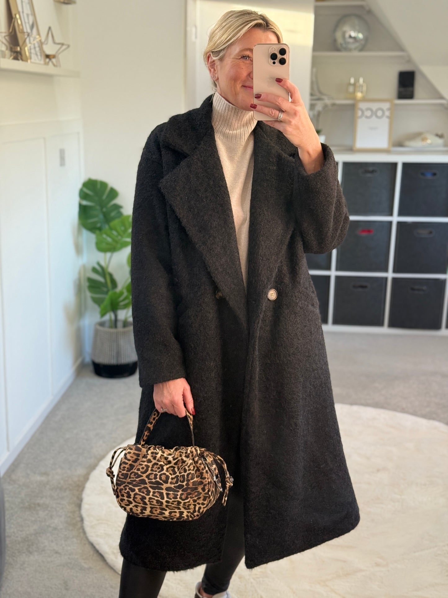 Black Double Breasted Cosy Coat