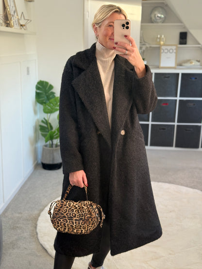 Black Double Breasted Cosy Coat