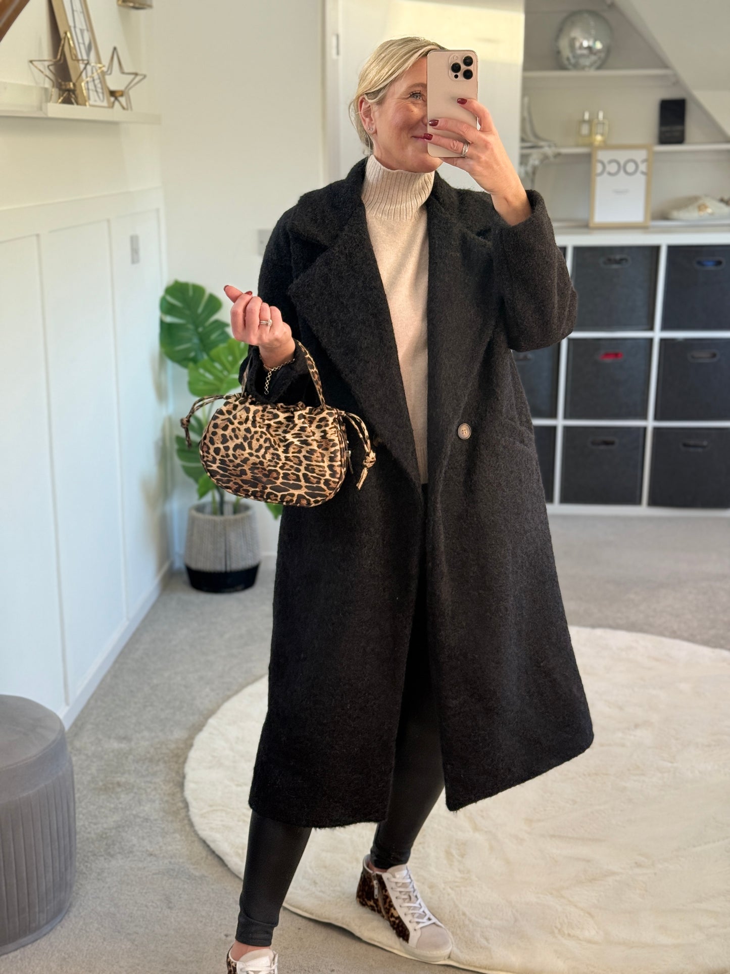 Black Double Breasted Cosy Coat