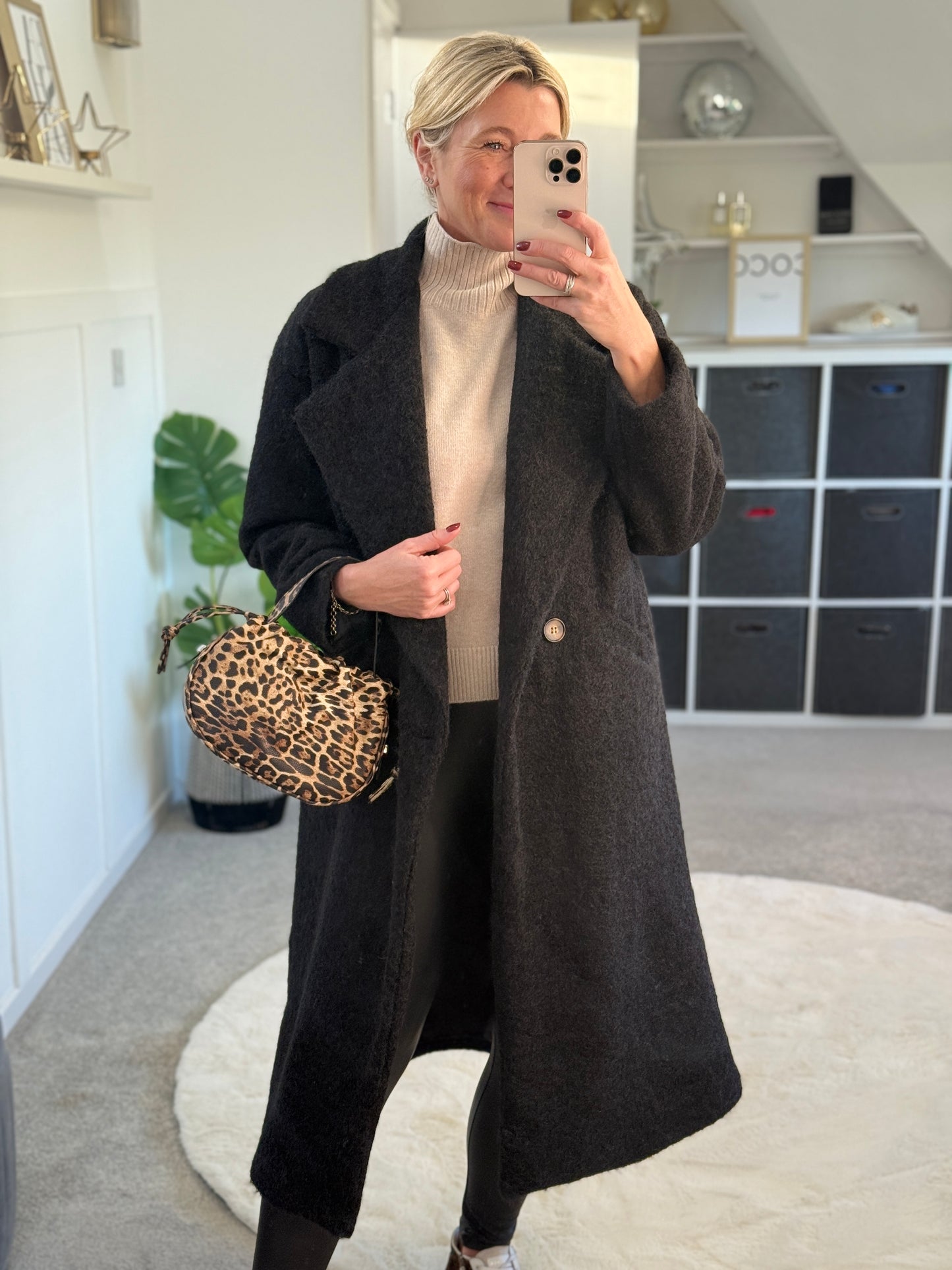 Black Double Breasted Cosy Coat