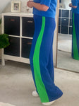 Cobalt/Green Stripe Wide Leg Trousers