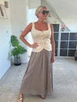 Stone Scoop Neck Gold Button Waistcoat