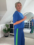 Cobalt/Green Stripe Wide Leg Trousers