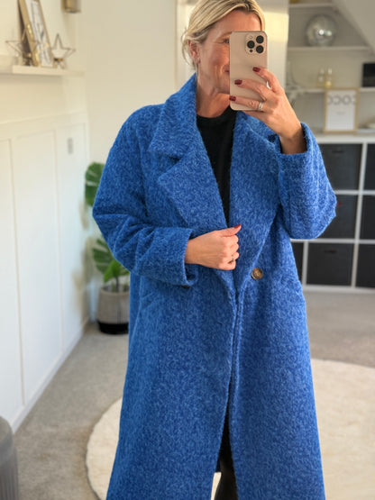 Cobalt Blue Double Breasted Cosy Coat