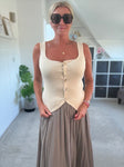 Stone Scoop Neck Gold Button Waistcoat