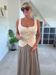 Stone Scoop Neck Gold Button Waistcoat
