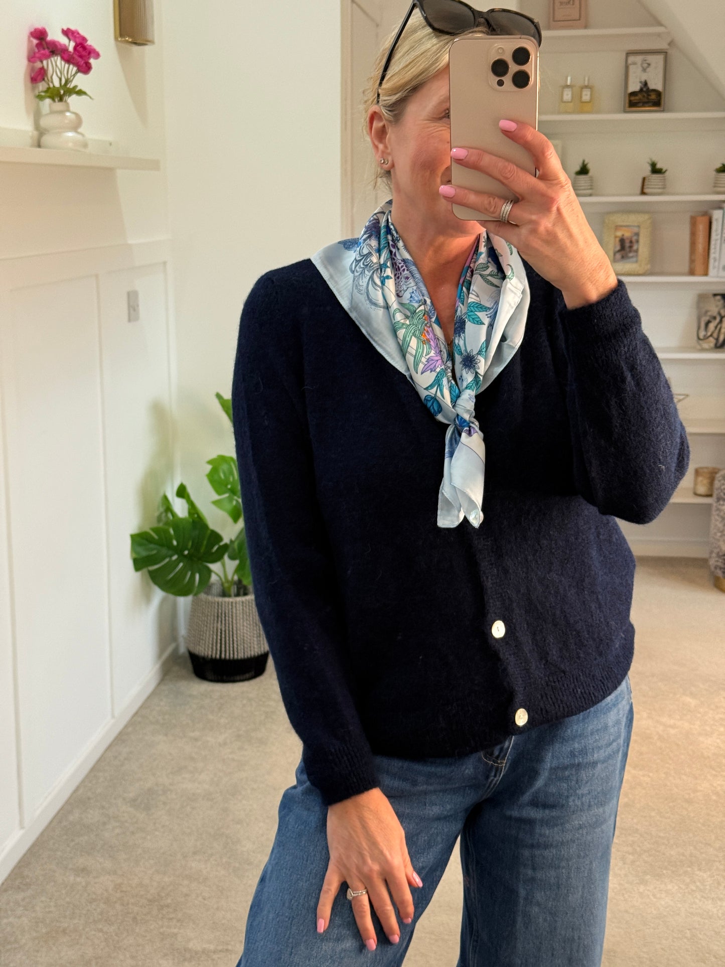 Navy Alpaca Mix Button Cardigan