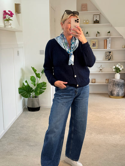 Navy Alpaca Mix Button Cardigan