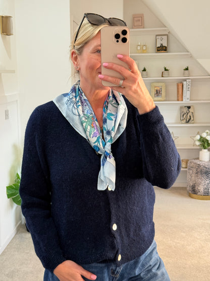 Navy Alpaca Mix Button Cardigan