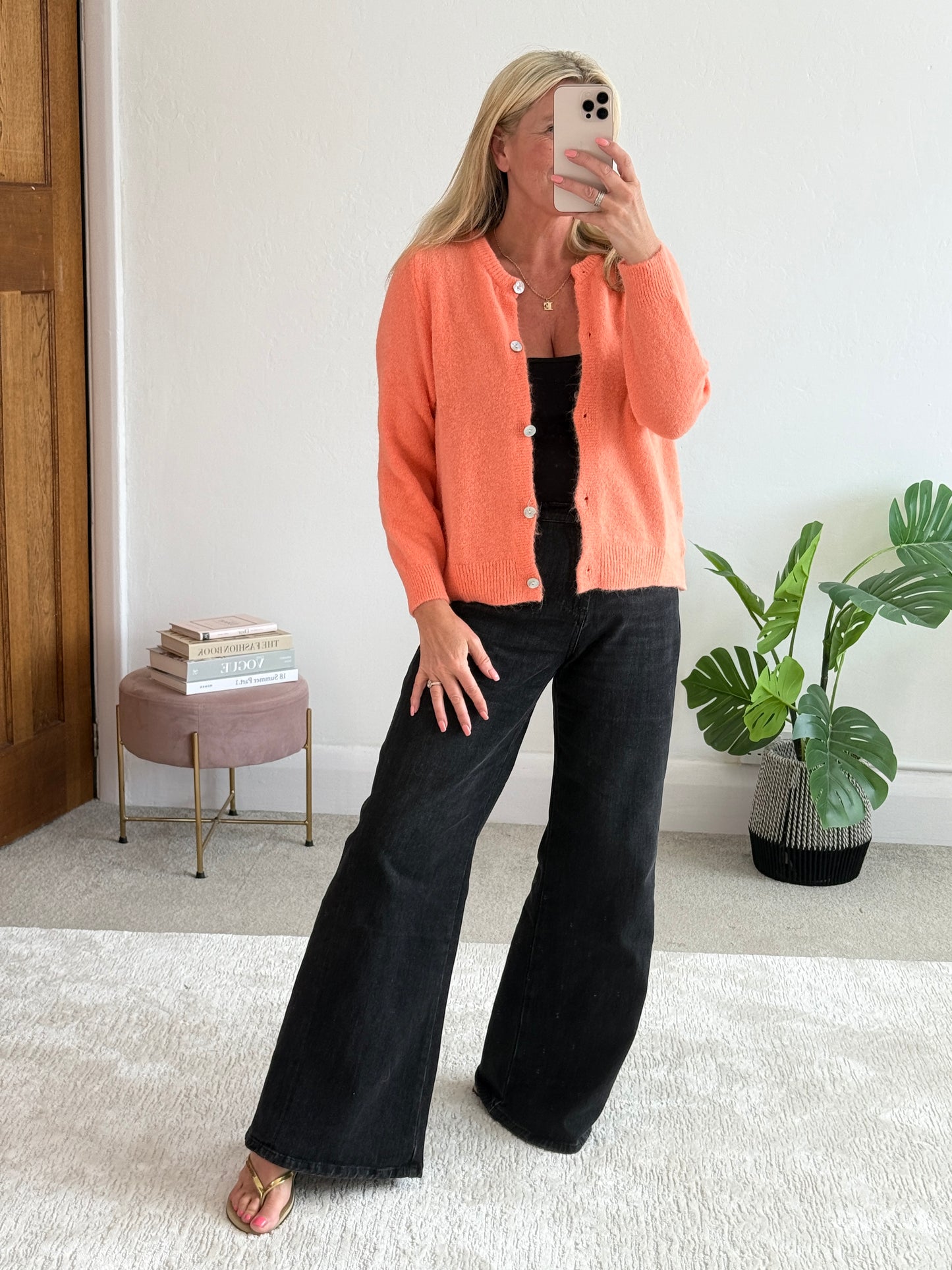 Papaya Alpaca Mix Button Cardigan