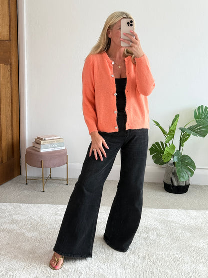 Papaya Alpaca Mix Button Cardigan