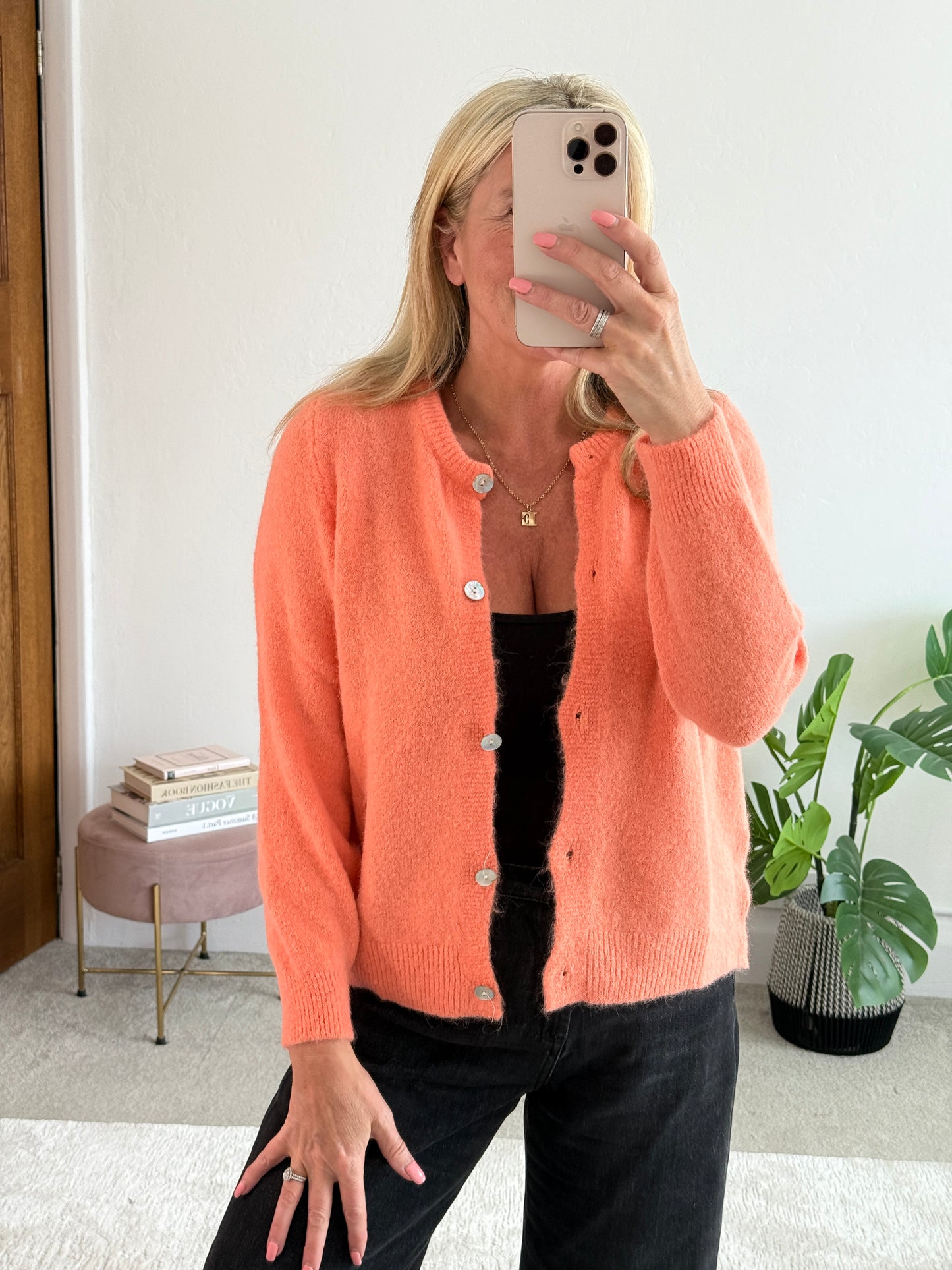 Papaya Alpaca Mix Button Cardigan