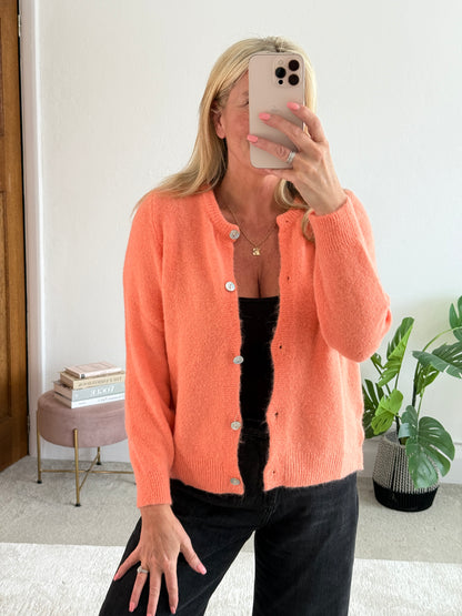 Papaya Alpaca Mix Button Cardigan