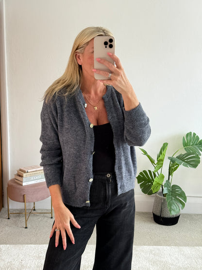 Neon Pink Alpaca Mix Button Cardigan
