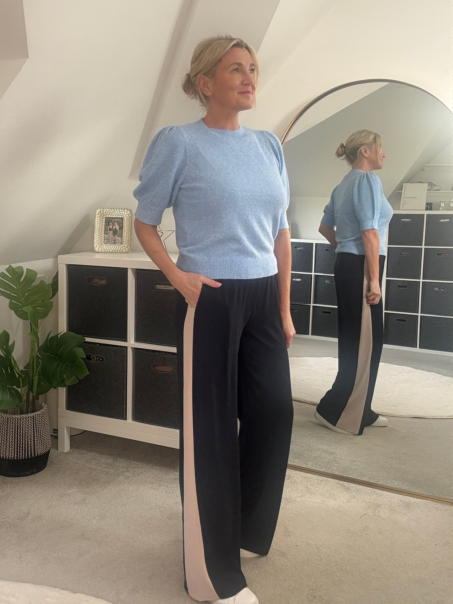 Powder Blue Puff 2/4 Sleeve Jumper