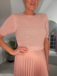 Pink Short Sleeve Pleated Jumper Dress